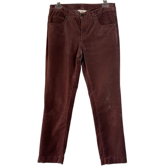 Sundance Womans Velvet Velour Pants Burgundy Mid Rise Slim Straight Leg SZ 8P - Picture 1 of 9
